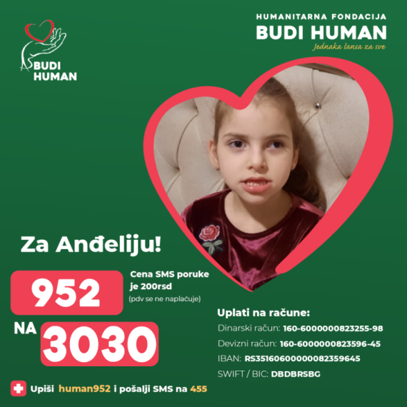 952 na 3030: Devojčici Anđeliji je potrebna naša pomoć