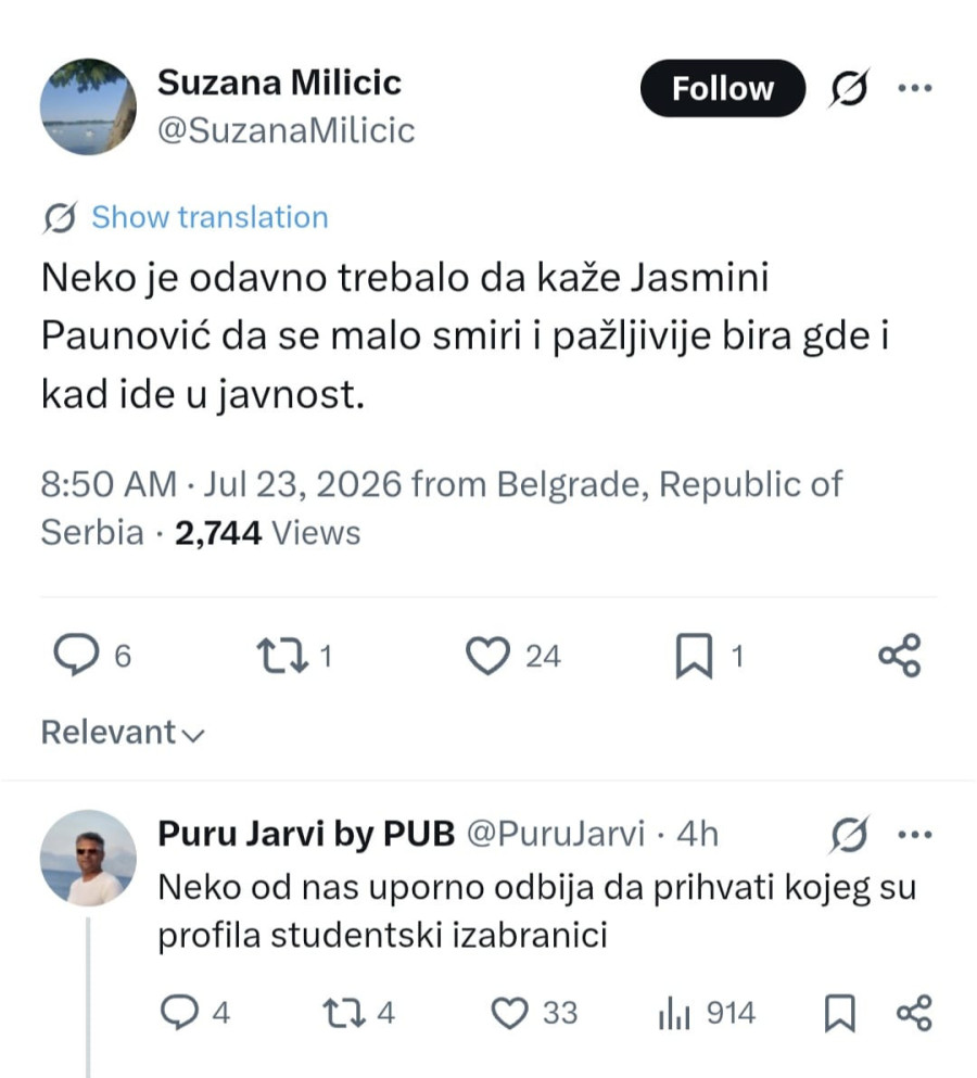 Prve reakcije na širenje mržnje prema predsedniku Srbije, oglasio se Zepter; Blokaderi se ograđuju od Paunović