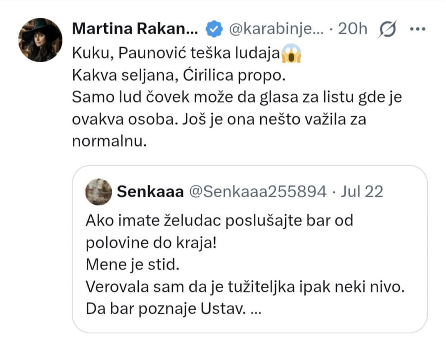Sukobi ne prestaju; Blokaderi nastavljaju da se ograđuju od Jasmine Paunović: Sad nas je stid