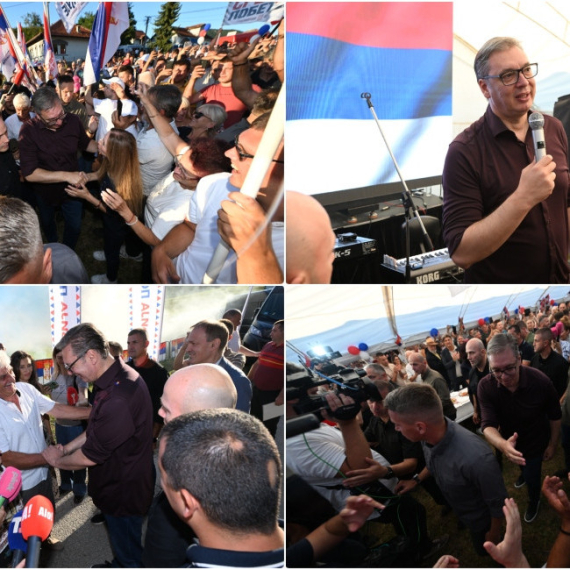 Vučić u Drežniku: "Za 3 godine uradićemo ono što nije rađeno od 1945"; Ljudi ga grlili i slikali se sa njim