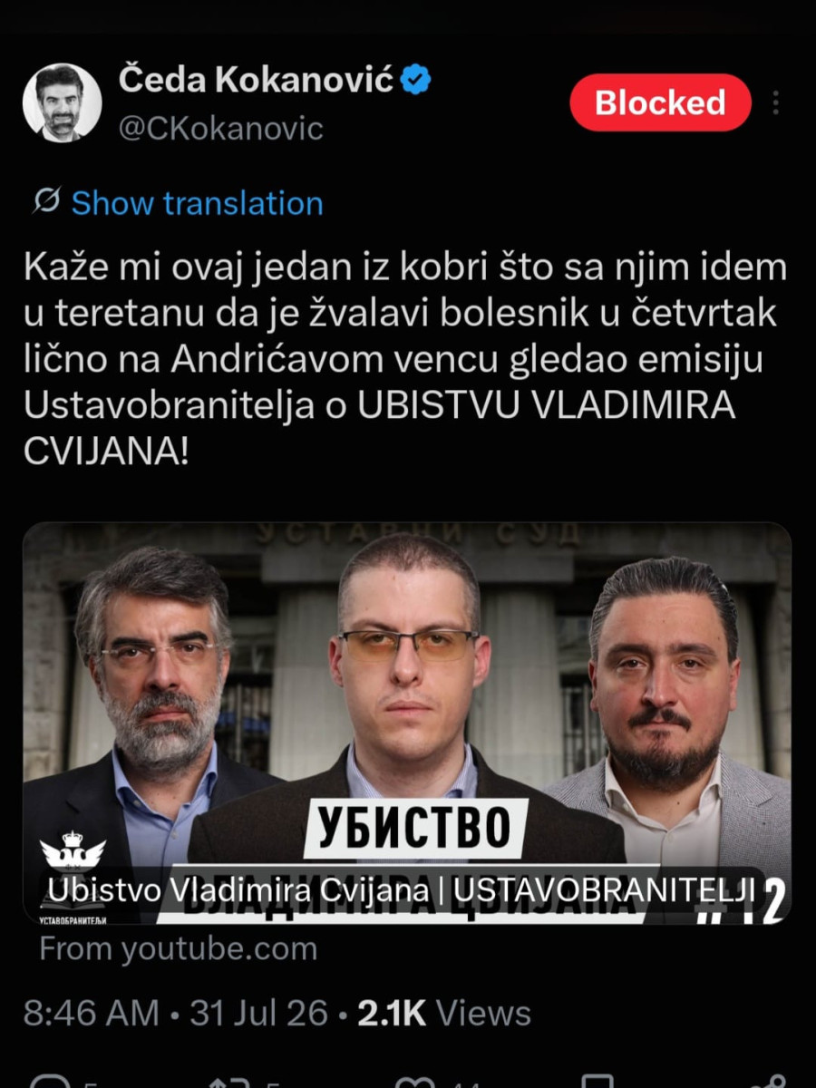Oglasilo se VJT: Tvrdnje da je Vladimir Cvijan ubijen neodgovorne i zlonamerne