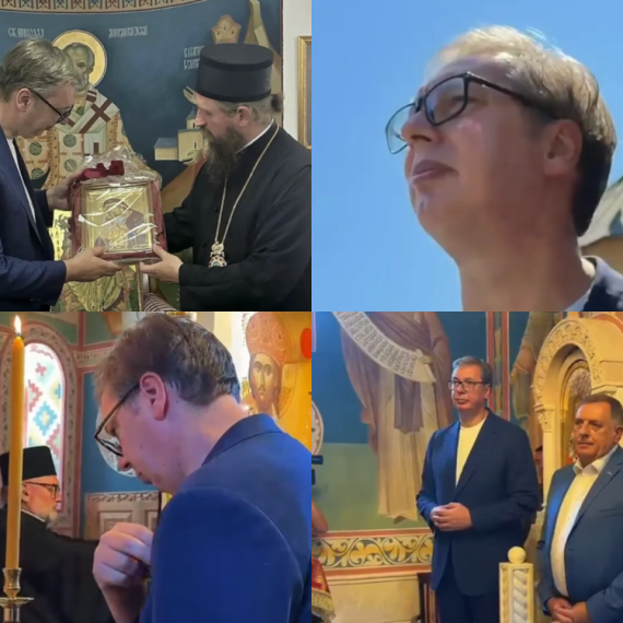 Vučić u manastiru Rmanj; Dočekao ga episkop Sergije; "Ne postoje bosanski ili hrvatski Srbi, mi smo svi Srbi"