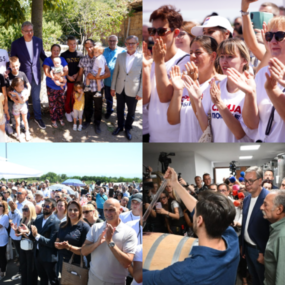 Vučić obišao vinariju Bora kod Rekovca; Razgovara i rešava probleme; Dočekao ga veliki broj građana FOTO