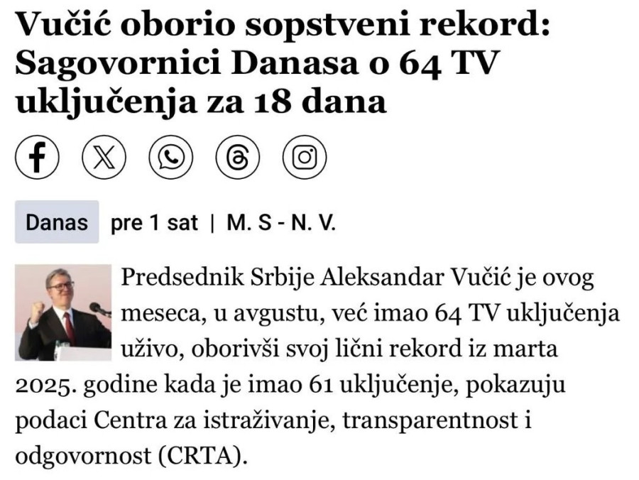 Dok Vučić radi, blokaderi sede i broje njegova uključenja FOTO
