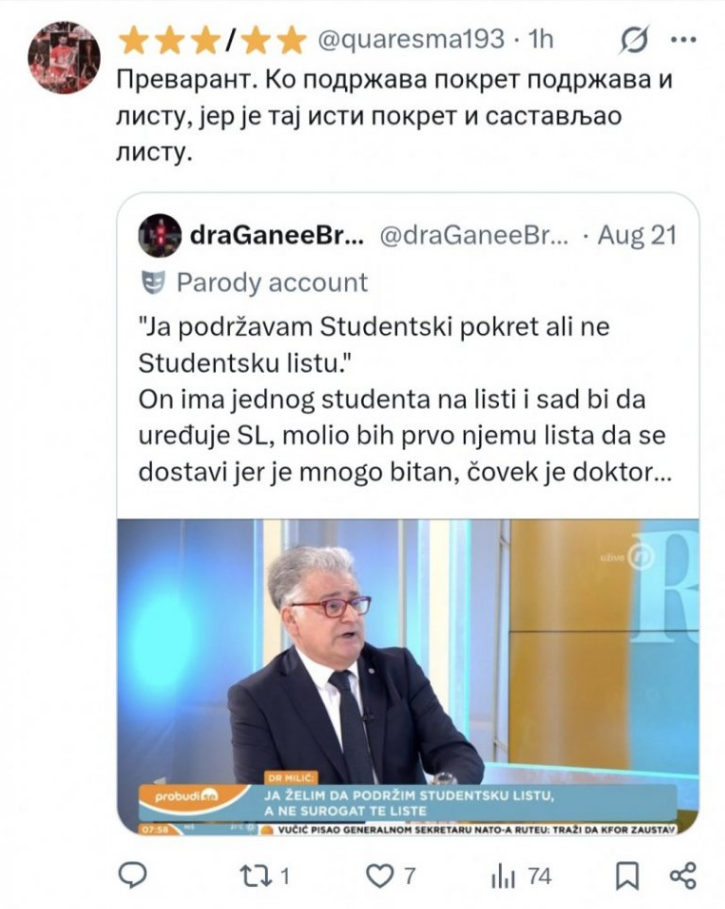 Novi rat među blokaderima: Milić udario na studente, oni odmah uzvratili