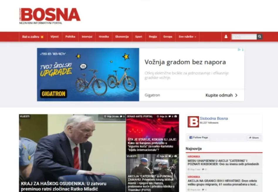 Hrvatski i sarajevski mediji se utrkuju u likovanju i vređanju preminulog generala Mladića