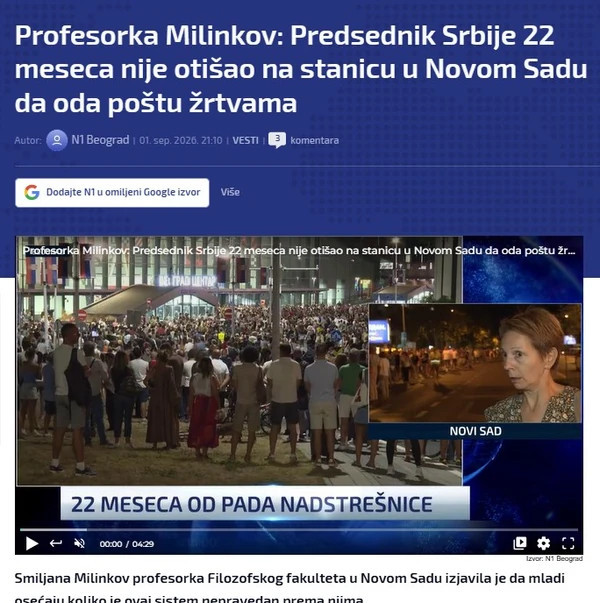 Milinkov i N1 plasirali vest da Vučić 22 meseca nije odao poštu žrtvama u Novom Sadu – to nije istina FOTO