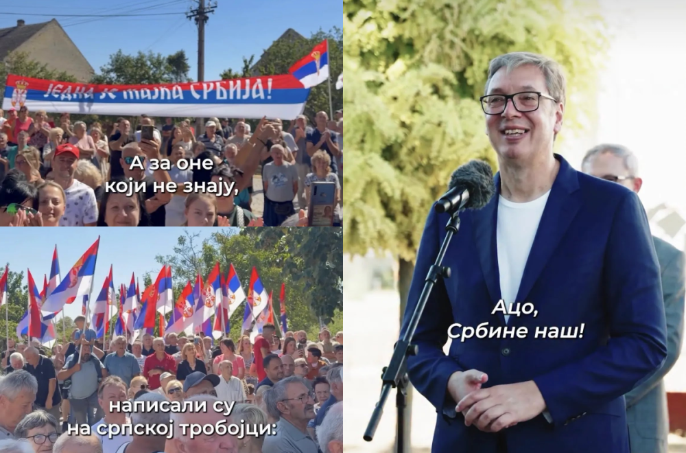 Građanin poručio Vučiću: "Aco, Srbine naš"; Razvijen veliki transparent "Jedna je majka Srbija" VIDEO