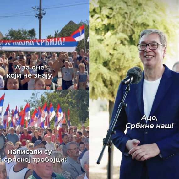 Građanin poručio Vučiću: "Aco, Srbine naš"; Razvijen veliki transparent "Jedna je majka Srbija" VIDEO